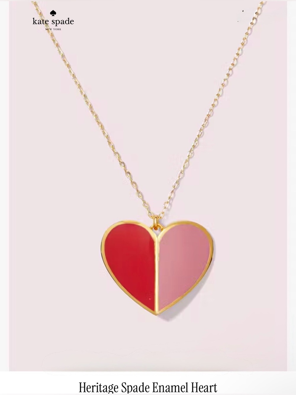 Kate Spade Heritage Two-Tone Red & Pink Enamel Heart Necklace & Bangle Set